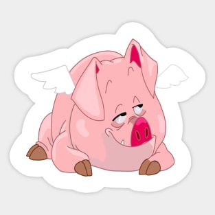 Lazy Pig Cartoon Design Sticker